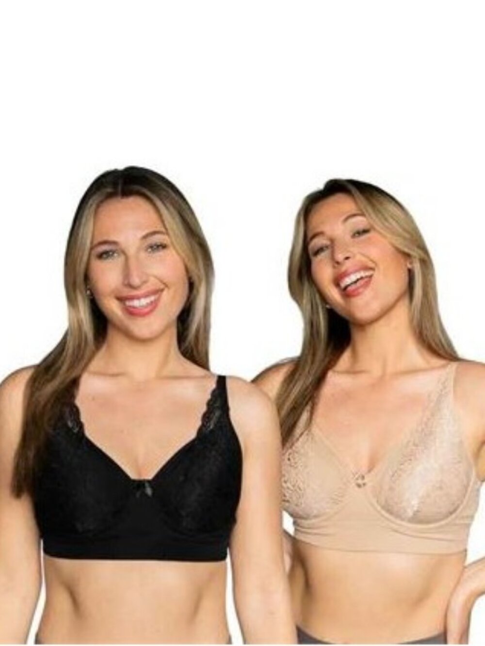Rhonda Shear Women's 2-pk Butterknit No Wire Underwire Bra w Lace sz L Brand New
